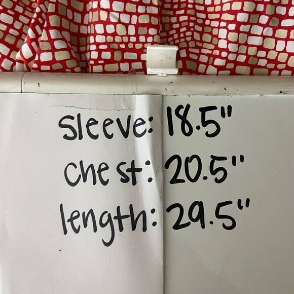 J. McLaughlin Women's Multicolor Brickwork 3/4 Length Split Neck Tunic Top Red S - Picture 6 of 6